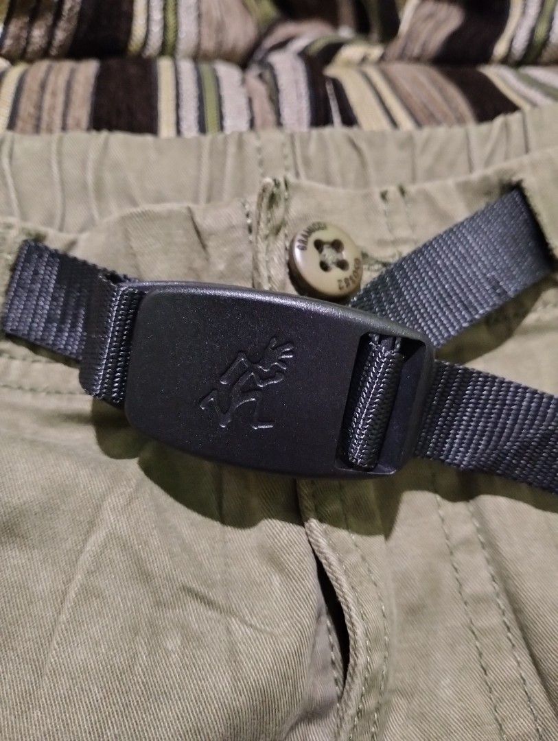 Gramicci G Short Olive Green Size S (Category: Shorts) located in Taguig. Submitted by conniemdcruz (Listing ID 1464258463, Image 3). Description: - Gramicci G Shorts - Color: Olive - Size: S - Material: Cotton & Polyurethane blend - Features: Classic Gramicci belt and buckle, elastic waistband - Ideal for: Casual wear, outdoor activities - Fit: Comfortable Gramicci G short Olive green Large Waistline 34-38 Length 20 Excellent condition 900.