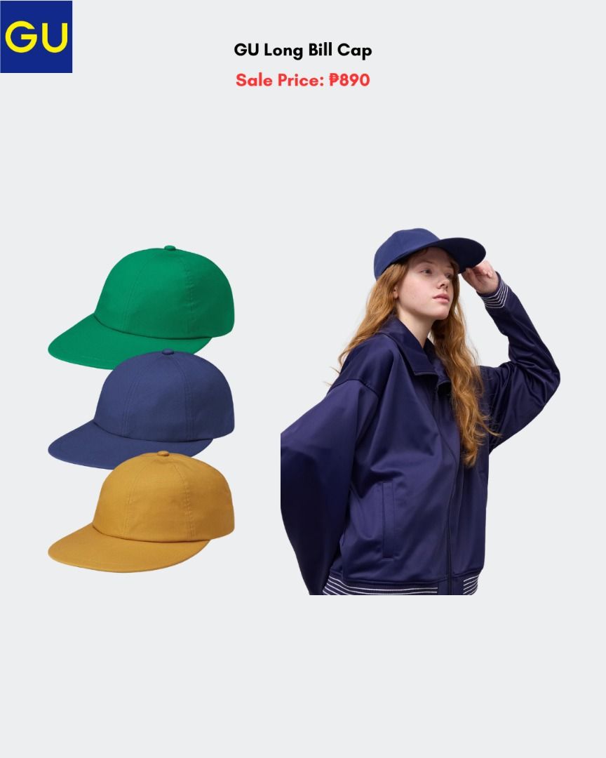 GU Long Bill Cap (Category: Caps & Hats) located in Quezon City. Submitted by jiya.tokio (Listing ID 1464229540, Image 1). Description: Pre-order from GU Japan 🇯🇵 GU Long Bill Cap ₱890 ‼️ Reminders: ✈️ ETA: Nov ❣️ 50% DP is required to secure your item. (Non-refundable if the item has been purchased already.) 🚫 No size exchanges after purchase 📍 Tandang Sora, Quezon City 💰 MOP: BPI / GCash / Unionbank 🚚 : Lalamove/GrabX/J&T/LBC.