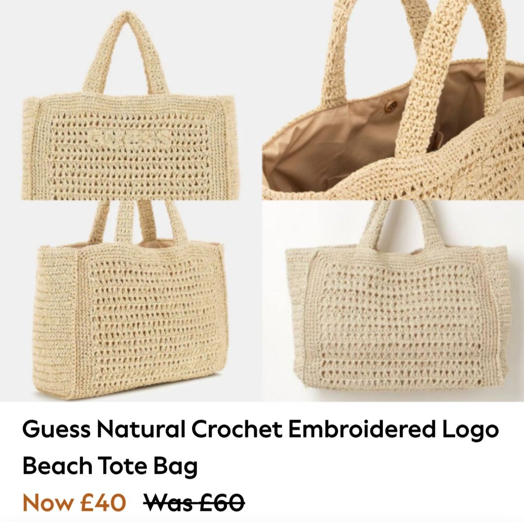 GUESS Beach Tote Bag (Category: Tote Bags) located in Las Pinas. Submitted by mooncollections (Listing ID 1464220046, Image 1). Description: ✨ ️ BRAND NEW with TAG ✨ ✅ ️ ​excellent condition ✅ ️ never been used ✅ ️ no issue ✅ ️ bargain price, 50% off ✅ ️ orig price 3k++ 🔸 ️ crochet beach bag 🔸 ️ cute in actual 🔸 ️ big/spacious in actual 🔸 ️ perfect beach ootd bag ⚠️ FIRST TO PAY, GETS THE ITEM ⚠️ No to bogus buyers/joy reservers ⚠️ No return/