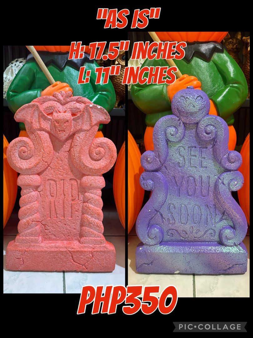Halloween Decoration Tomstone (Category: Other Stationery & Craft) located in Pasig City. Submitted by JMToysandCollectibles (Listing ID 1464244293, Image 2). Description: ‼️ONHAND STOCKS/ LIMITED STOCKS ONLY SEASONAL ITEM‼️ PRICES NASA PICTURES NA Halloween DecorationsTombstone Size: Height: 17.5” Inches Length: 11” Inches Made of Styro Foam Pick Up or Delivery Via Lalamove MOP: Gcash/ BPI/ BDO.