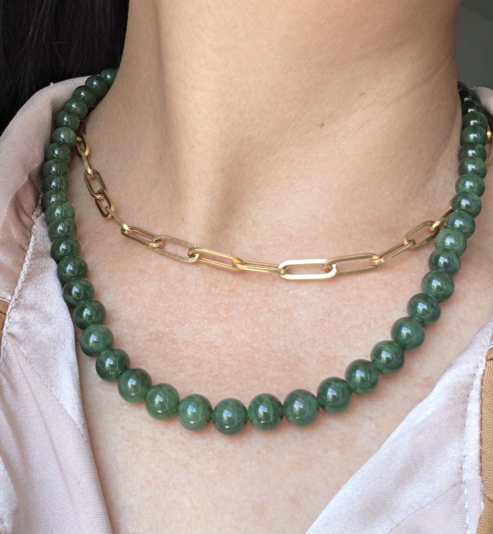 Hetian Jade Necklace (Category: Necklaces) located in Manila. Submitted by cavalierdolls (Listing ID 1464162264, Image 2). Description: Beautiful Hetian Jade 18 inches include certificate size 8mm..