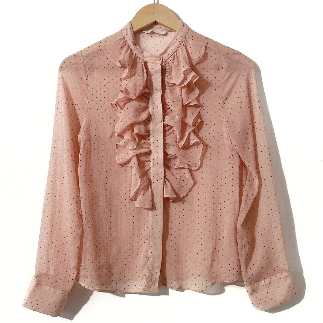 H&m Frilled Pink Longsleeves (Category: Blouses) located in Taguig. Submitted by intransitforyou (Listing ID 1464318257, Image 1). Description: .