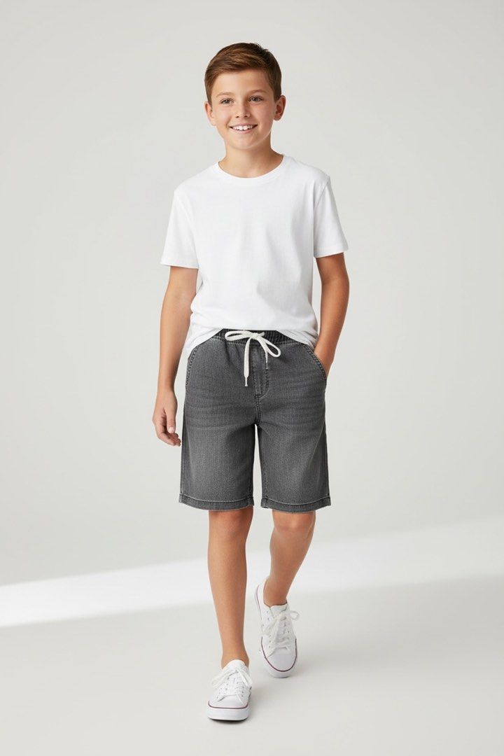 H&M light denim wash shorts (Category: Babies & Kids Fashion) located in Lipa City. Submitted by lifestyled (Listing ID 1464235089, Image 1). Description: H&M light denim wash shorts Size 12 W- 12.5” L- 17” Color rate 8/10 💯 Authentic.