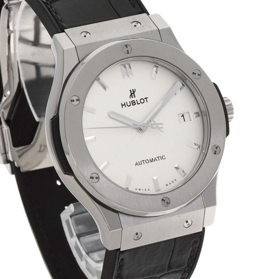 Hublot Classic Fusion Titanium Opaline Dial (Category: Luxury Watches) located in Quezon City. Submitted by timeandscents (Listing ID 1464173537, Image 2). Description: Hublot Classic Fusion Titanium Opaline Dial Price: 155,000.00 only Reference: 511.NX.2611.LR Size: 45mm Dial: Opaline dial w/ rhodium hands Bracelet: Original Hublot leather w/ deployment clasp Year: 2018/2019 Condition: 9/10 Inclusions: Watch and pouch only Guaranteed original. O