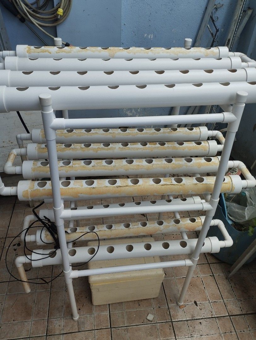 Hydroponics NFT system 108 holes (Category: Pots & Planters) located in Batangas. Submitted by yuriline_shop (Listing ID 1464176416, Image 2). Description: Hydrophonics NFT 108 Holes. With water pump (working) and additional water storage. No plastic cups. Plastics cups (45mm x 45mm) are available in other online platform like S. for around P200 (100pcs)..