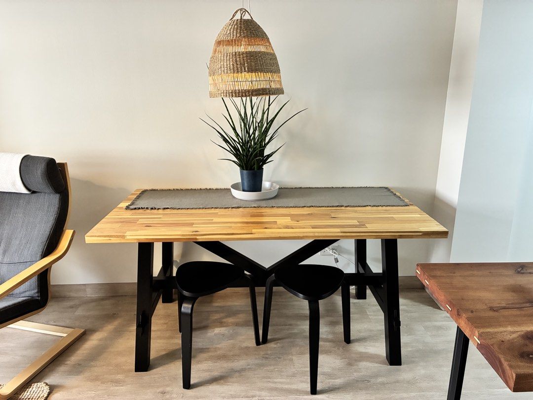 IKEA SKOGSTA Solid Acacia Wood Dining Table (Category: Tables & Sets) located in Manila. Submitted by purepenguin_4d3eaa (Listing ID 1464203666, Image 2). Description: Bring warmth and Scandinavian style to your dining space with this authentic IKEA SKOGSTA dining table, crafted from solid acacia wood and built to last for generations. ✅ Solid acacia hardwood construction ✅ Beautiful natural grain and premium finish ✅ Comfortable seating for 6-8 