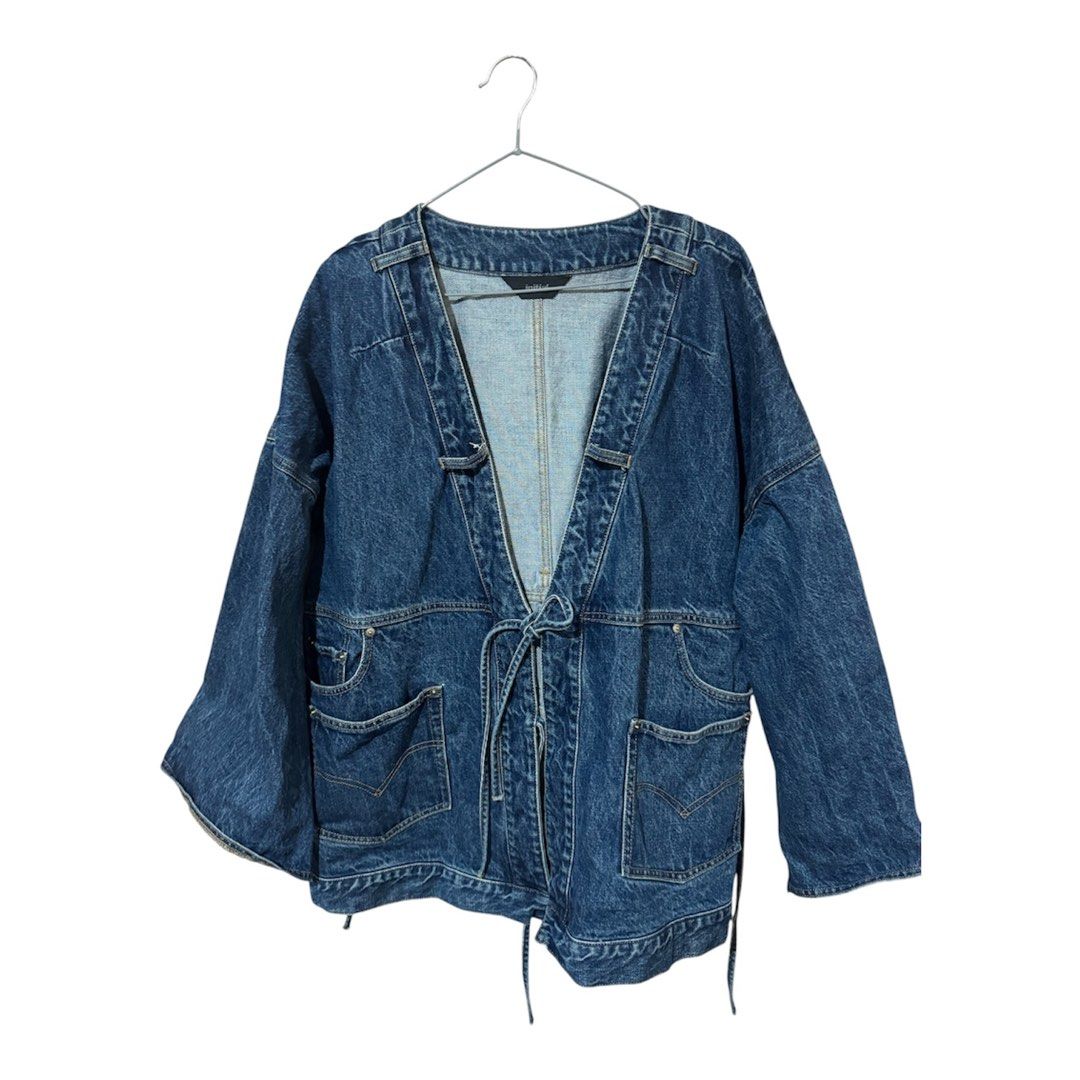 Initial Denim Kimono Jacket (Category: Coats, Jackets and Outerwear) located in Lingayen. Submitted by lux_thrift (Listing ID 1464353789, Image 1). Description: SALE location pangasinan an oversized style deconstructed denim kimono approximately 47 inches waistline 29 inches length .