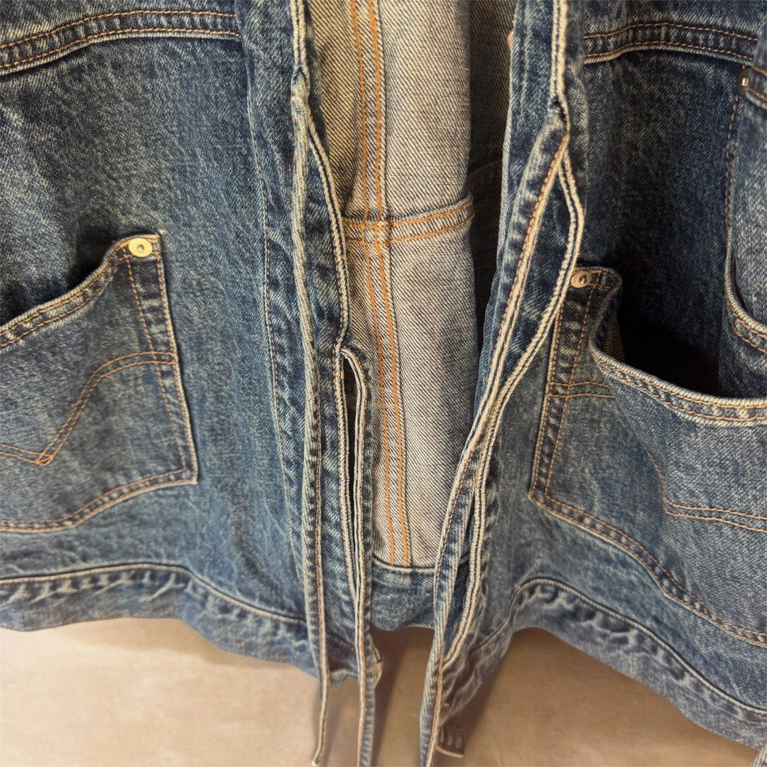 Initial Denim Kimono Jacket (Category: Coats, Jackets and Outerwear) located in Lingayen. Submitted by lux_thrift (Listing ID 1464353789, Image 3). Description: SALE location pangasinan an oversized style deconstructed denim kimono approximately 47 inches waistline 29 inches length .