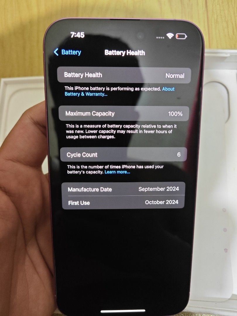 iPhone 16 Plus (Category: iPhone 16 Series) located in Quezon City. Submitted by jureycat86883 (Listing ID 1464167085, Image 2). Description: 128GB | 100% BATTERY HEALTH (7cc) ZP/A | LOCAL VARIANT ANY SIM | NO SIM RESTRICT PAINT CHIPS (SEE IMAGE) DEMO UNIT KAYA MABABA CC CALOOCAN MEETUP PM FOR MORE DETAILS📩.