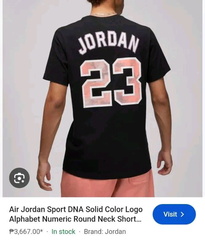 Jordan Air Tee (Category: Activewear) located in Guihulngan. Submitted by johnjohndripgoods (Listing ID 1464352756, Image 3). Description: Jordan-Air Jordan Sport DNA Solid Color Logo Alphabet Numeric Round Neck Short Sleeve Black Dimes: 21x29 Excellent Condition No Issue Open For VC DM.