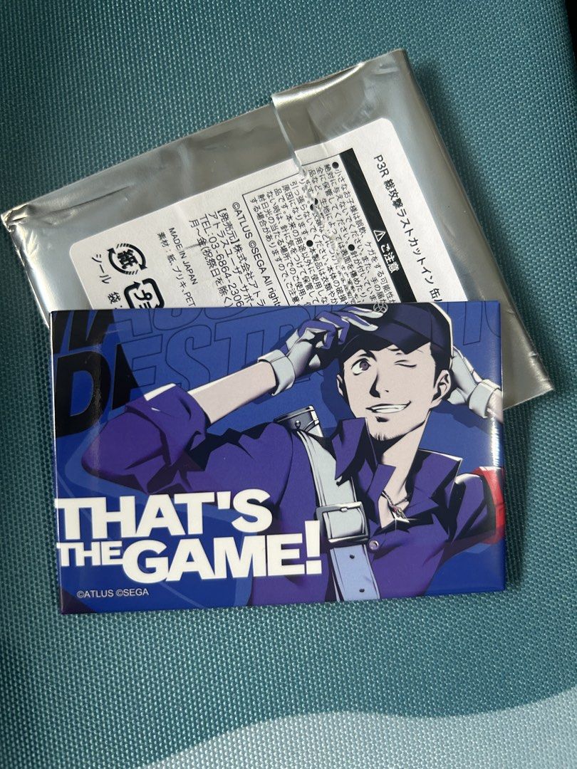 Junpei Persona 3 Reload Badge (Category: Character Goods) located in Paranaque City. Submitted by inkling19 (Listing ID 1464325781, Image 1). Description: Got this from the Sega Festival.