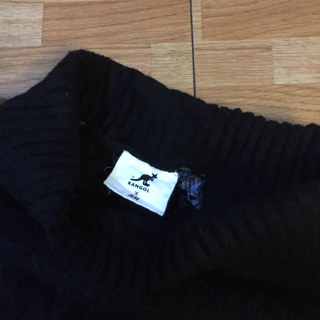 Kangol Black Knit Sweater with Kangaroo Logo (Category: Coats, Jackets and Outerwear) located in Manila. Submitted by a.stmngo (Listing ID 1464141280, Image 3). Description: Size Large on tag Width 23 inches Length 27-28 inches Good condition 📍Manage your Expectation. Item is thrifted 📍Nagcarlan, Laguna.