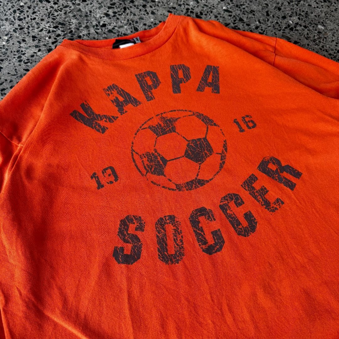 KAPPA SOCCER (Category: Tshirts & Polo Shirts ) located in Quezon City. Submitted by theq.thriftshop (Listing ID 1464223360, Image 3). Description: PLEASE READ FIRST! MINE ₱399 + sf (FIXED) Size XL (L 28.5”, W 23”) Issues: Tiny stain, tiny pit rip Color may vary due to lighting Model’s height: 5’9 💸 G-Cash payment 📦 J&T Nationwide shipping.