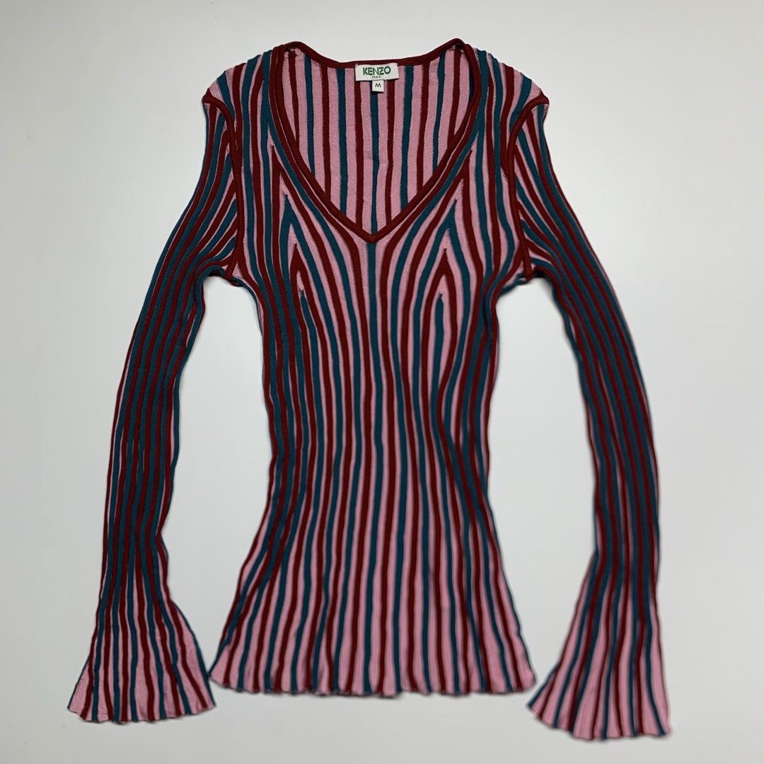 Kenzo - Striped Pleated longsleeve (Category: Longsleeves) located in Manila. Submitted by shottas_21 (Listing ID 1464298457, Image 1). Description: Kenzo - Striped Pleated longsleeve SIZE - Medium CONDITION - 9/10 Made in China CHEST - 15” LENGTH - 23.5” SHOULDERS - 14” SLEEVE - 23.5” HEM - 15”.