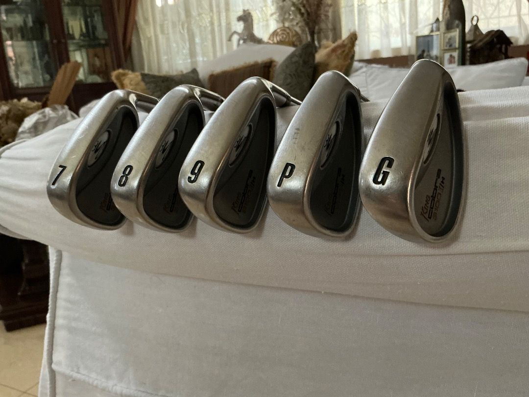 Cobra Golf Iron set (Category: Golf) located in Quezon City. Submitted by thirdy33551 (Listing ID 1464007144, Image 2). Description: - King Cobra 3100I/H irons 7i,8i,9i,Pw,Gw - Features undercut design for enhanced playability - True Temper Dynamic Gold S200 Steel Shaft Stiff Flex - New Golf Pride Grips - Used seldomly If with Titleist VG3 Sand Wedge add P1k..