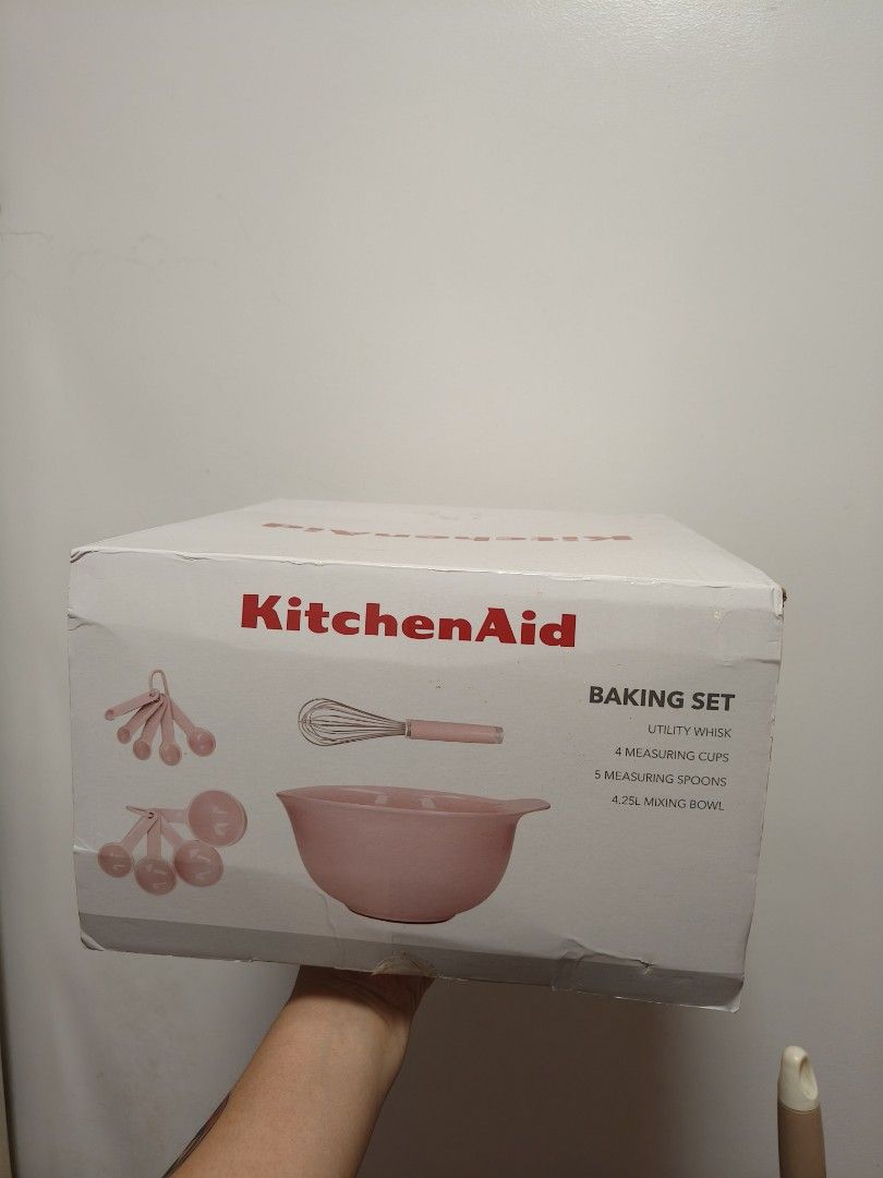 Kitchen Aid Baking Set Pink (Category: Homemade Bakes) located in Cavite. Submitted by phtmt (Listing ID 1464284428, Image 1). Description: Sealed with free pink cooling rack.