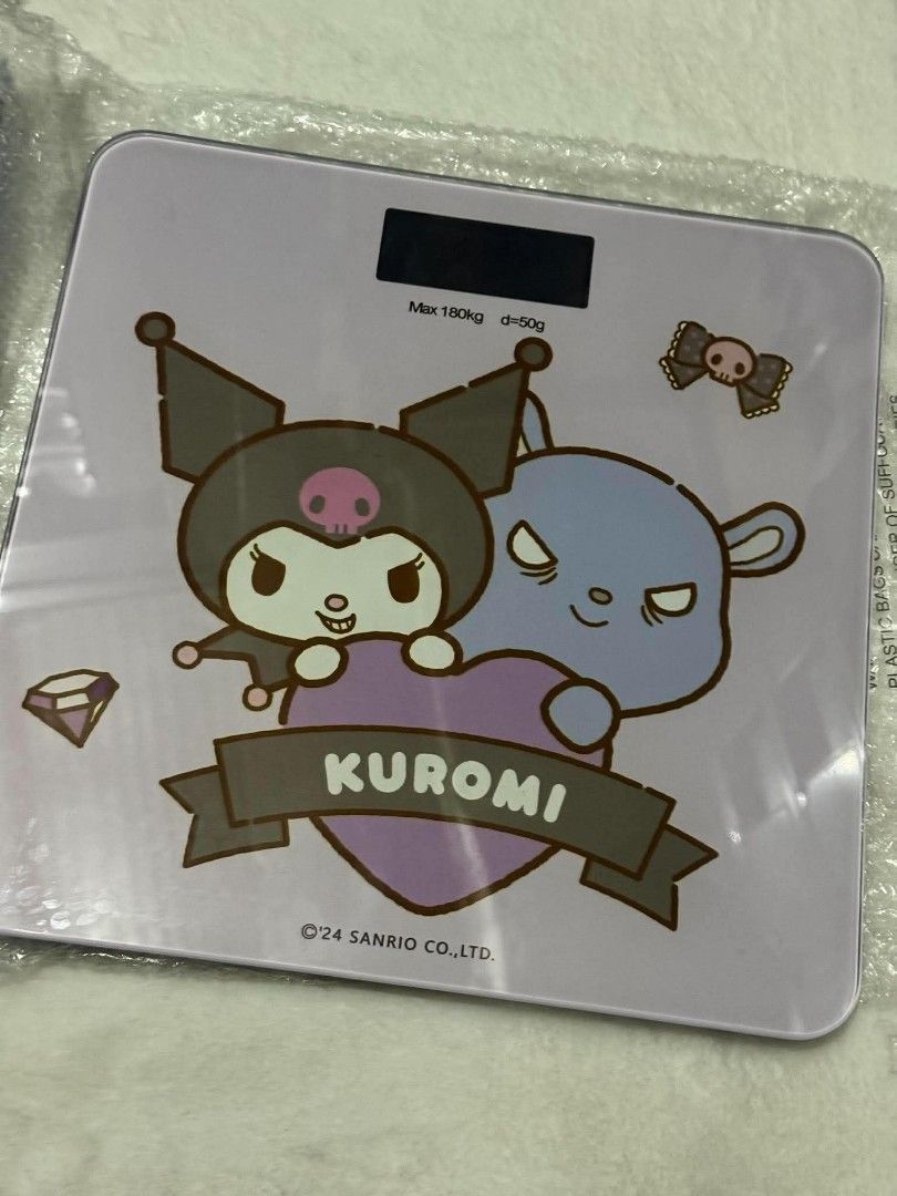 Kuromi Digital Body Weight Scale (Category: Health Monitors & Weighing Scales) located in Quezon City. Submitted by trade_mnl (Listing ID 1464239847, Image 3). Description: Practically Brand New po. Tried for testing only if working. with free battery. Bought for 799. Selling 50% off the srp. - Cute Kuromi design - Digital body weight scale - Maximum weight capacity: 180kg - Easy-to-read LED display - Measures in both kilograms (kg) and pounds (l
