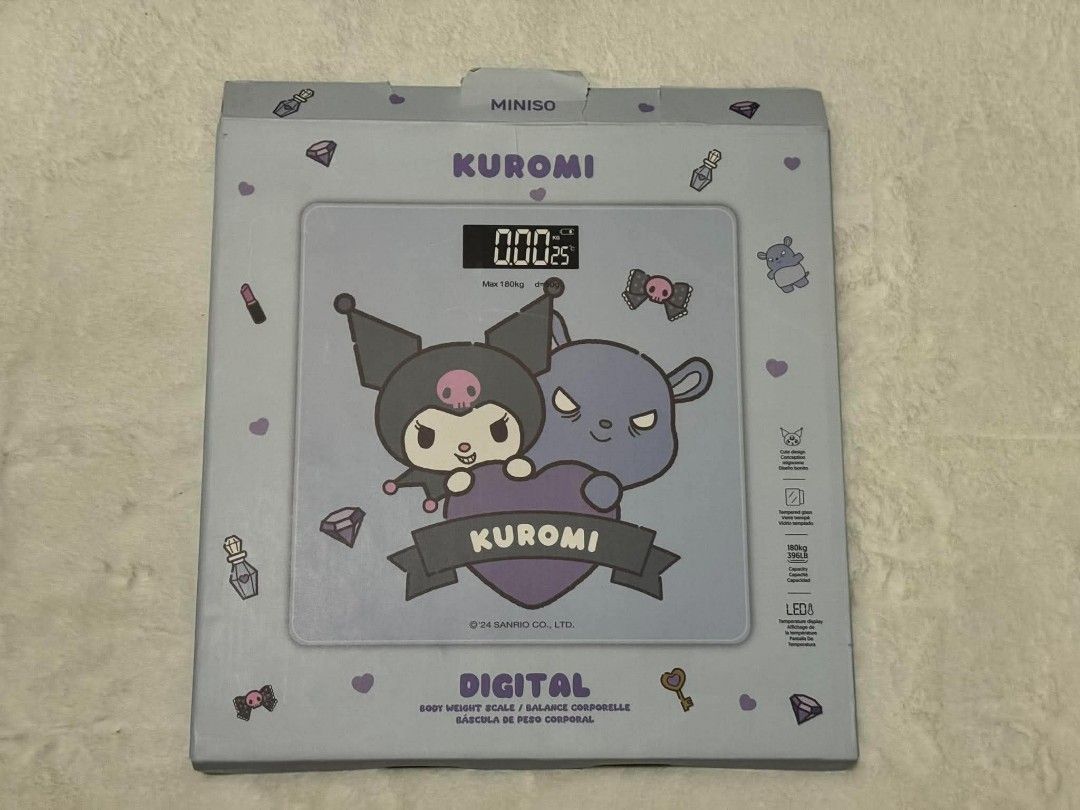 Kuromi Digital Body Weight Scale (Category: Health Monitors & Weighing Scales) located in Quezon City. Submitted by trade_mnl (Listing ID 1464239847, Image 2). Description: Practically Brand New po. Tried for testing only if working. with free battery. Bought for 799. Selling 50% off the srp. - Cute Kuromi design - Digital body weight scale - Maximum weight capacity: 180kg - Easy-to-read LED display - Measures in both kilograms (kg) and pounds (l