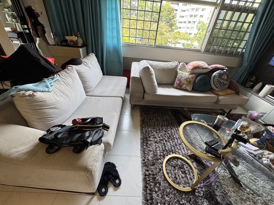 L sofas (Category: Sofas) located in Singapore. Submitted by kim.singrayar (Listing ID 1464293856, Image 2). Description: Used Sofa for Sale Selling a used sofa in good condition. Selling as-is, with normal signs of use. 📍 Self-collection only 🚚 Buyer to arrange and pay for their own delivery/transport. ❌ No delivery provided by seller. Please arrange your own transport before purchasing. Feel free to message me if you’re interested..