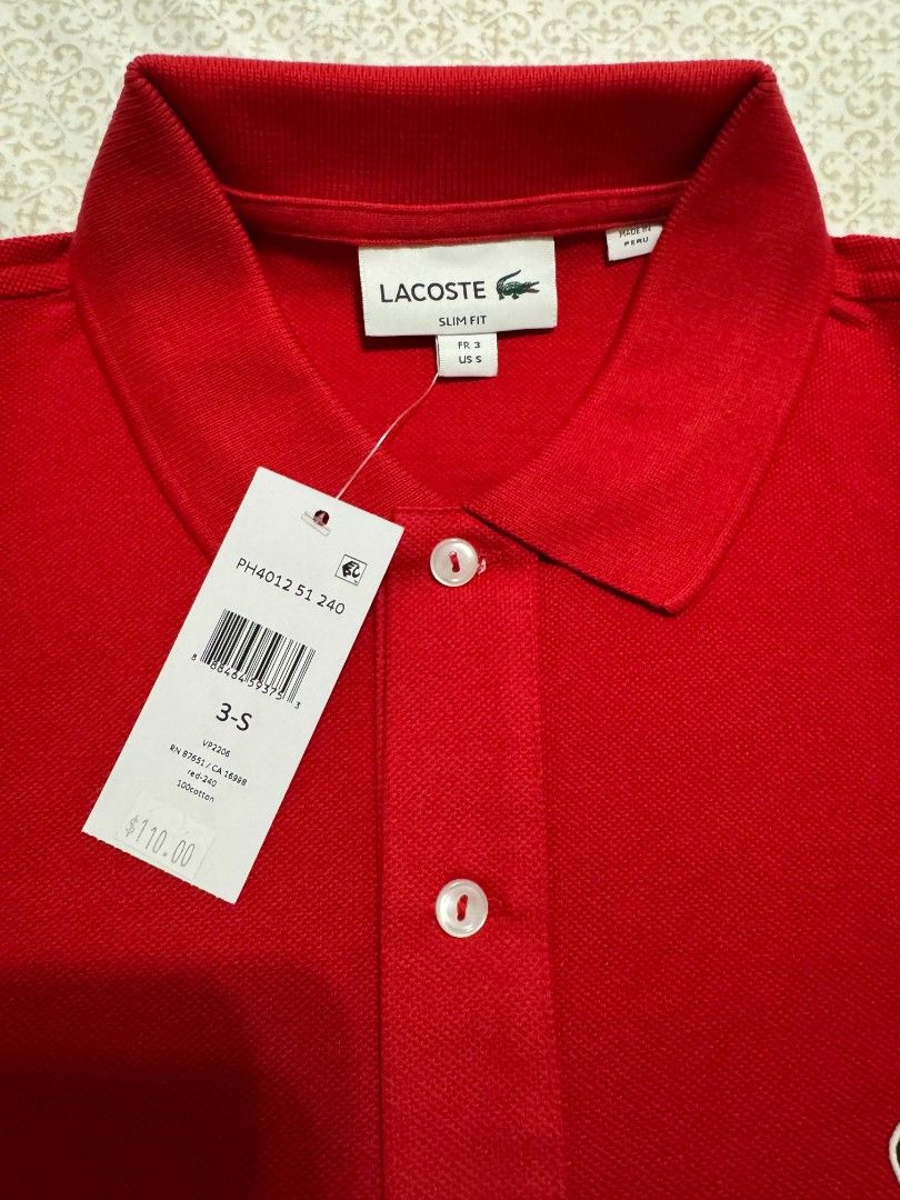 Lacoste Red Slim Fit Polo Shirt (Category: Tshirts & Polo Shirts ) located in Las Pinas. Submitted by specteretceps (Listing ID 1464263012, Image 2). Description: Brand New Men's S Size 5200 Delivery JT or Lalamove Payment: GCASH Loc: Las pinas, BGC .