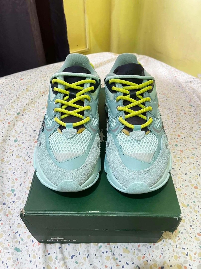 Lacoste Sneakers - Light Blue/Mint Green (Category: Sneakers) located in Daraga. Submitted by thethriftcity2024 (Listing ID 1464237711, Image 1). Description: - Stylish light blue/mint green Lacoste sneakers - Features eye-catching bright yellow laces - Includes unique text details on the side - Comes with the original box - Ideal for everyday casual wear Excellent Womens 37.7 euro size 6.5 No Issue x4 lang nagamit 4599+sf thank you.