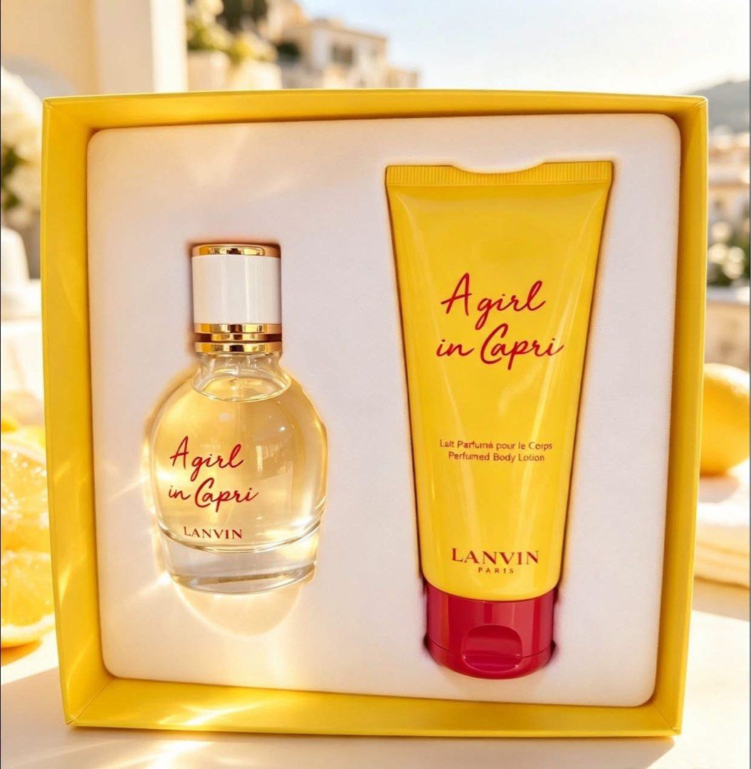 Lanvin A Girl in Capri Gift Set (Category: Fragrance & Deodorants) located in Santa Rosa. Submitted by miqboutique (Listing ID 1464187472, Image 1). Description: Lanvin A Girl in Capri Gift Set 50ml EDT/100ml Lotion ₱2,399 + SF • Ready to ship • Guaranteed Original Fb page: Miq's Boutique.