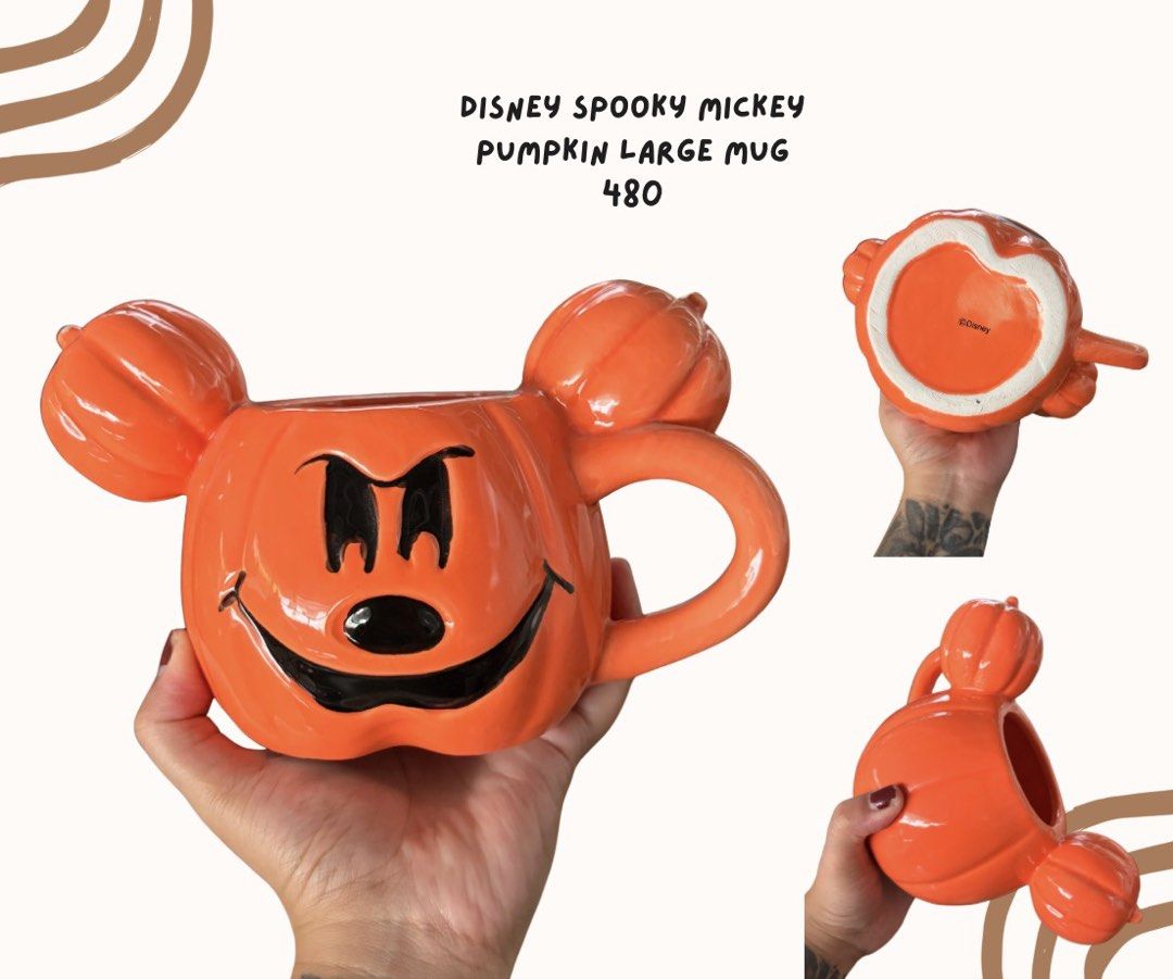 Large Orange Pumpkin Spooky Mickey Mouse Mug (Category: Character Goods) located in Pasig City. Submitted by homeyvibesph (Listing ID 1464174805, Image 1). Description: .