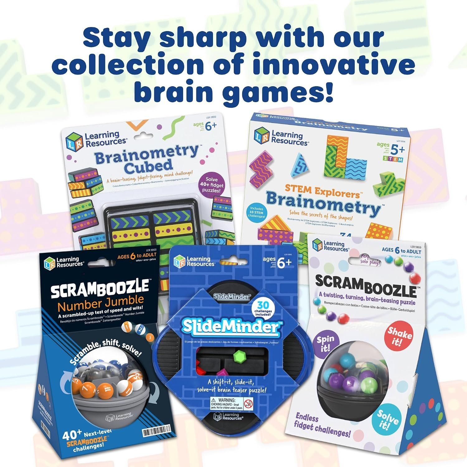 Learning Resources STEM Explorers Brainometry (Category: Educational & Learning Toys) located in Singapore. Submitted by sg.auntiedeal (Listing ID 1464193765, Image 7). Description: SOLVE the secrets of the shapes! STEM shape puzzles build critical thinking and problem solving skills! TRAIN your brain with tricky sorting and geometry challenges! 10 STEM CHALLENGES included! AGES 5+.