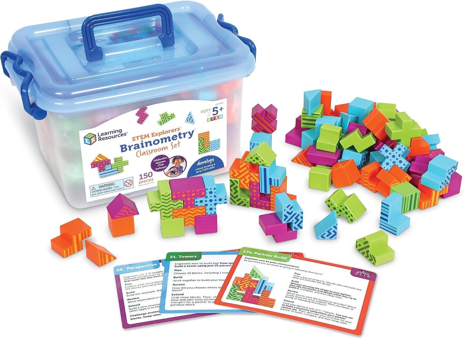 Learning Resources STEM Explorers Brainometry (Category: Educational & Learning Toys) located in Singapore. Submitted by sg.auntiedeal (Listing ID 1464193765, Image 8). Description: SOLVE the secrets of the shapes! STEM shape puzzles build critical thinking and problem solving skills! TRAIN your brain with tricky sorting and geometry challenges! 10 STEM CHALLENGES included! AGES 5+.