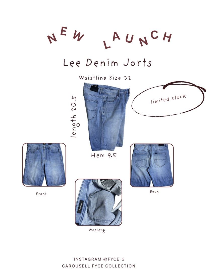 Lee Jorts (Category: Shorts) located in Bacolod City. Submitted by fyceee (Listing ID 1464242792, Image 1). Description: Size 32 Length 20.5 Hem 9.5 No flaws .