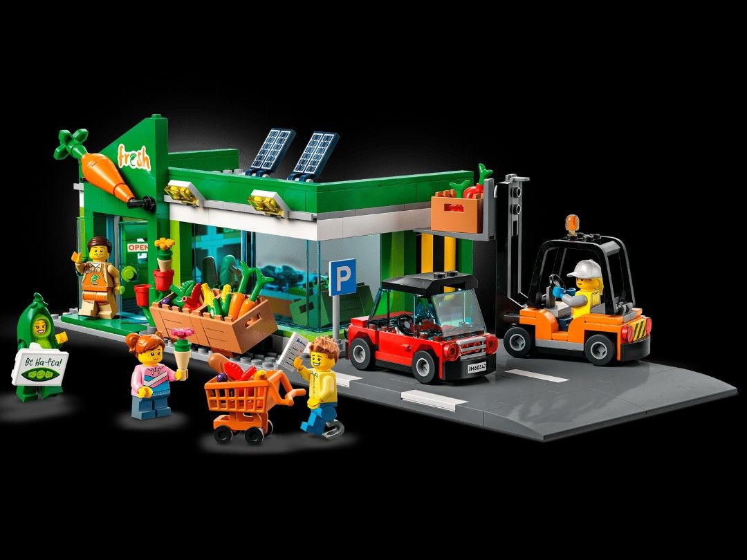LEGO® City #60347 Grocery Store (Category: Lego & Building Sets) located in Mandaluyong City. Submitted by 0shee81 (Listing ID 1464266644, Image 3). Description: This LEGO® City Grocery Store (60347) set is stocked with everything kids need for imaginative shop play. The toy supermarket is stocked with all kinds of produce and comes with an EV, forklift truck and shopping cart. Kids can also attach the store’s Road Plate parking lot to other LEGO