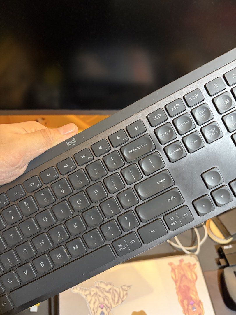 Logitech MX Keys Advanced Wireless Illuminated Keyboard (Category: Computer Keyboard) located in Manila. Submitted by smmcruz (Listing ID 1464332489, Image 3). Description: - Logitech MX Keys Keyboard - Full-size layout with Numpad - Wireless Connectivity - Backlit Keys - Excellent for Productivity - Minor signs of use on keycaps and casing - Selling as is.