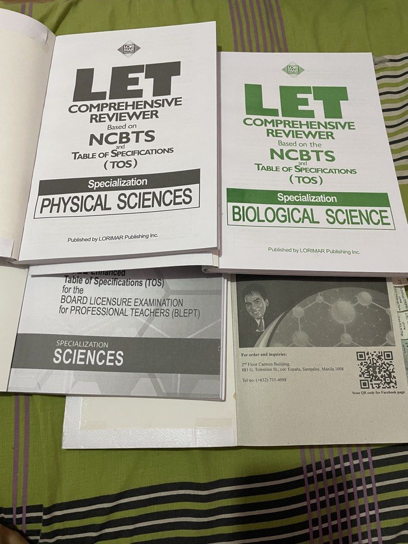 LORIMAR LET Comprehensive Reviewer - Physical & Biological Sciences (Category: Textbooks) located in Cavite. Submitted by ruruririroro (Listing ID 1464231235, Image 1). Description: SCIENCE LET REVIEWER -Ultimate Learning Guide General Science cbrc (May sulat na minimal lang naman and highlights) -General Science Lorimar -Biological Science Lorimar -Physical Science Lorimar Recently used lang. May cover lang na white all books. .