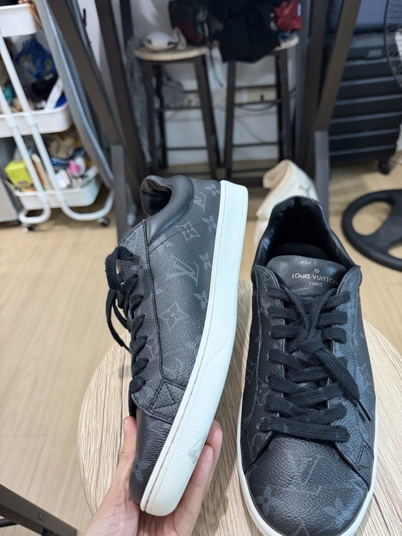 Louis Vuitton Frontrow Sneaker — Monogram Canvas (Category: Sneakers) located in Manila. Submitted by krizianita51930 (Listing ID 1464189729, Image 3). Description: - Authentic Louis Vuitton sneakers - Classic black monogram pattern - Genuine leather interior with LV branding - Size: 8.5 - Ideal for everyday casual wear -Black leather trim and laces -White rubber sole -Made in Italy.