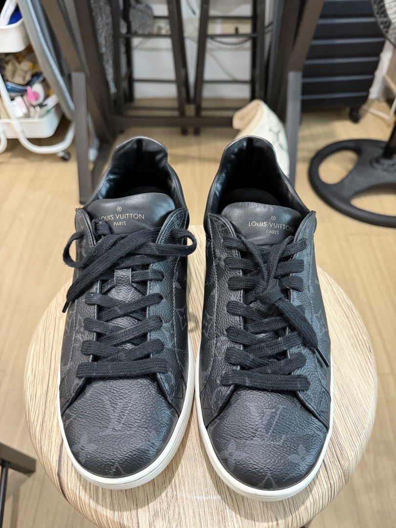Louis Vuitton Frontrow Sneaker — Monogram Canvas (Category: Sneakers) located in Manila. Submitted by krizianita51930 (Listing ID 1464189729, Image 1). Description: - Authentic Louis Vuitton sneakers - Classic black monogram pattern - Genuine leather interior with LV branding - Size: 8.5 - Ideal for everyday casual wear -Black leather trim and laces -White rubber sole -Made in Italy.