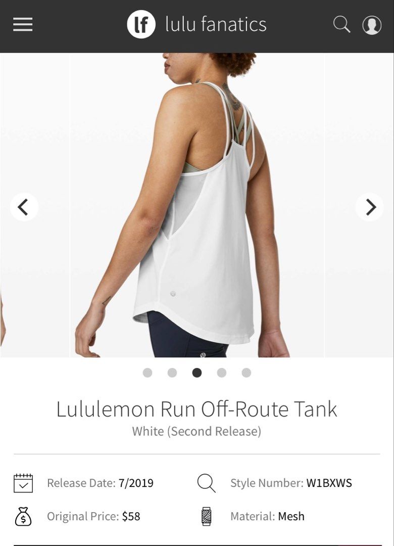 Lululemon Run Off-Route Tank (Category: Activewear) located in Los Banos. Submitted by darlingg01 (Listing ID 1464158805, Image 1). Description: Large .