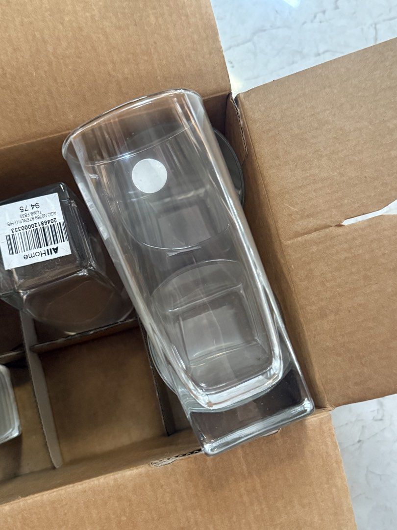 Luminarc 6 pcs. Glass (Mall Pullout) (Category: Dinnerware & Cutlery) located in Cainta. Submitted by ughniezkaaaa (Listing ID 1464225296, Image 2). Description: • Brand: Luminarc • Quantity: 6pcs. • Original price can be seen sticked on the glass. • The color of the box slightly faded because it was placed where the sun hits. • Color may slightly be different due to lighting. • What you see is what you get. • Shipping is shouldered by the buyer.