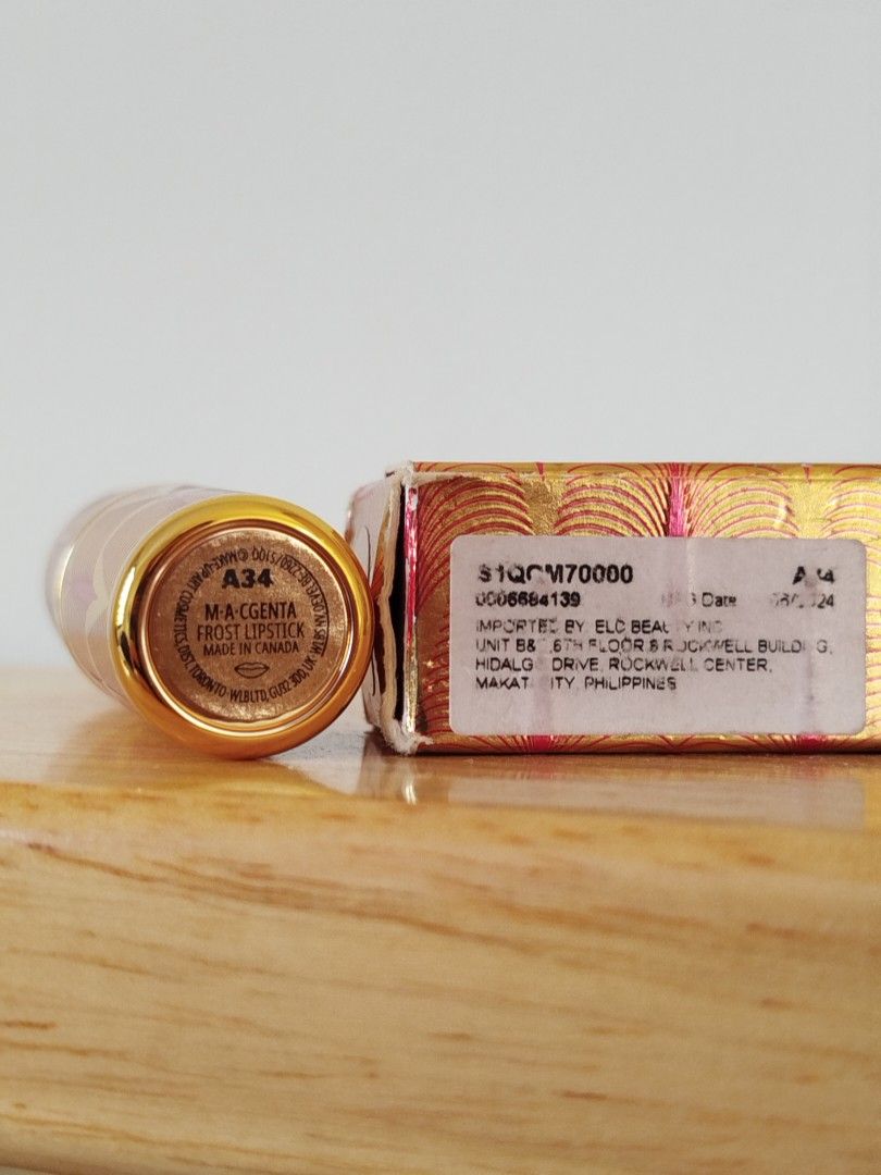 MAC Frost Lipstick in MACgenta (Category: Makeup) located in Quezon City. Submitted by luckycitrine (Listing ID 1464202551, Image 2). Description: - Limited edition from the Gift of Gold Collection - Gold tube in mint condition because it was always kept in its box - Rare item, for collectors - Usage shown, top layer sliced off for hygiene purposes - See my actual lip swatch on the last photo - Ships via Grab/Lalamove from Novaliches.