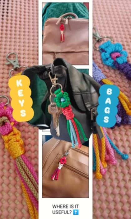 Macrame Flower Keychain (Category: Other Accessories) located in Manila. Submitted by crafters0001 (Listing ID 1464184651, Image 2). Description: Open for pre-order for bulk orders, souvenirs and giveaways..