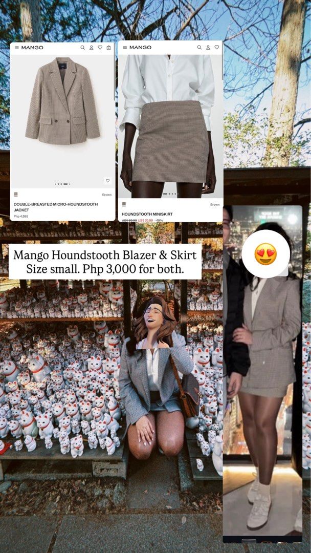 Mango Houndstooth Blazer + Skirt (Category: Coats, Jackets and Outerwear) located in Manila. Submitted by m.alabang (Listing ID 1464297793, Image 1). Description: .
