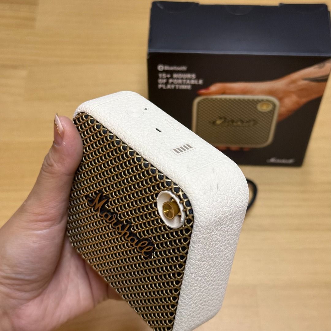 Marshall Willen Bluetooth Speaker Cream (Category: Soundbars, Speakers & Amplifiers) located in Mandaluyong City. Submitted by jldlnd (Listing ID 1464233811, Image 3). Description: Marshall Willen portable speaker in cream - Comes with original box and unused charger - almost new - authentic. purchased from US - RFS: purchased a bigger speaker ❗️Lowballers will not be entertained❗️.