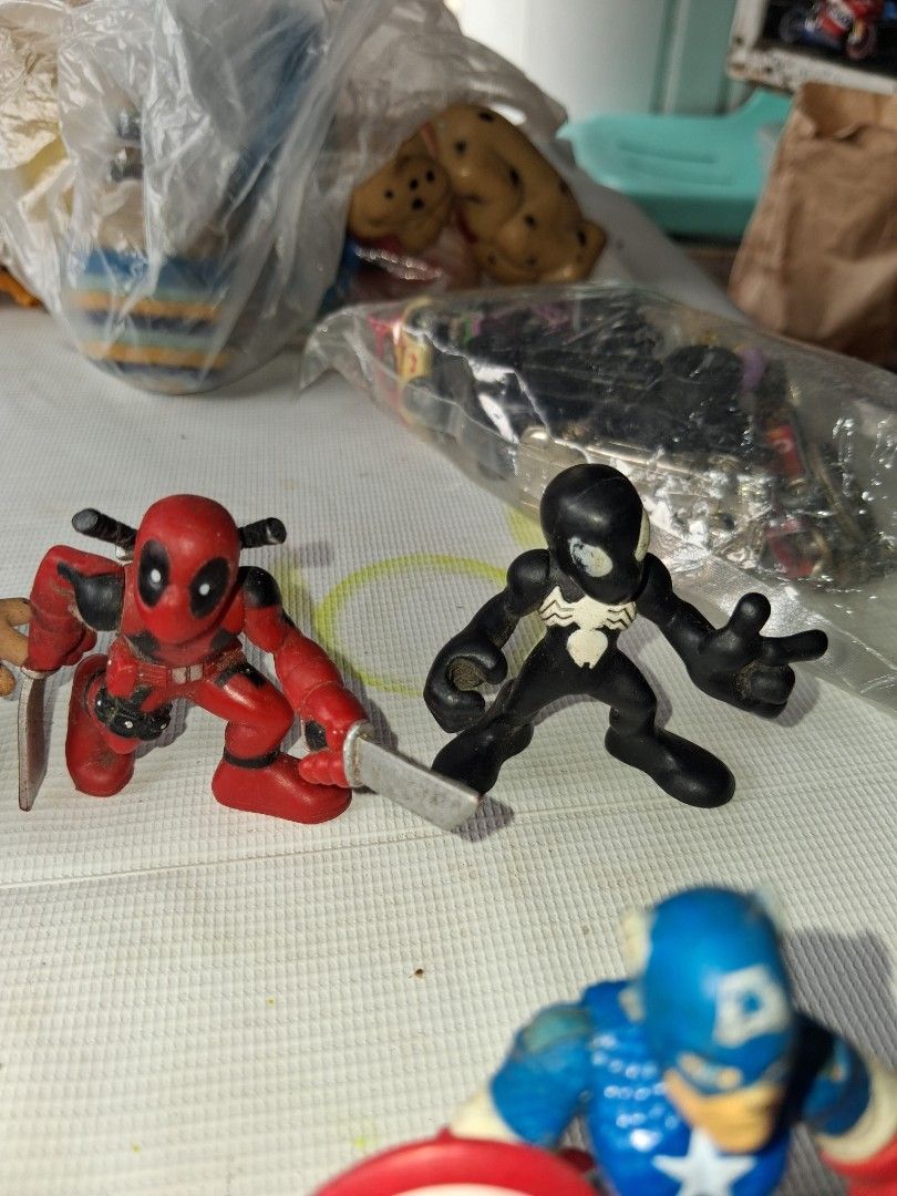 Marvel Avengers Action Figures Set - Spiderman, Hulk, Thor, Iron Man (Category: Figurines & Statues) located in Manila. Submitted by marcas022798212 (Listing ID 1464147983, Image 2). Description: - Set of Marvel Avengers action figures - Includes: Spiderman, Hulk, Thor, Iron Man, Captain America, Deadpool, Venom - Ideal for collectors and superhero fans - Some figures have minor paint wear - Sold as a bundle.