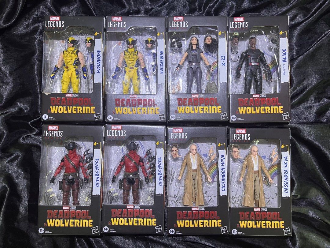 Marvel Legends Deadpool & Wolverine Action Figures (Category: Figurines & Statues) located in Pasig City. Submitted by forlorngam68725 (Listing ID 1439451827, Image 1). Description: Near Kapitolyo, Pasig (Capitol Commons, Pasig City) Lalamove pin. Meet up - Wendy’s, Greenfields, Mandaluyong City (weekends). Mint In Sealed Box X23 - 2000 Wolverine yellow - 1800 Blade - 1800 Casandra - 1500 Cowboypool - 1600 Brand New. WYSIWYG. As is, were is. ***B