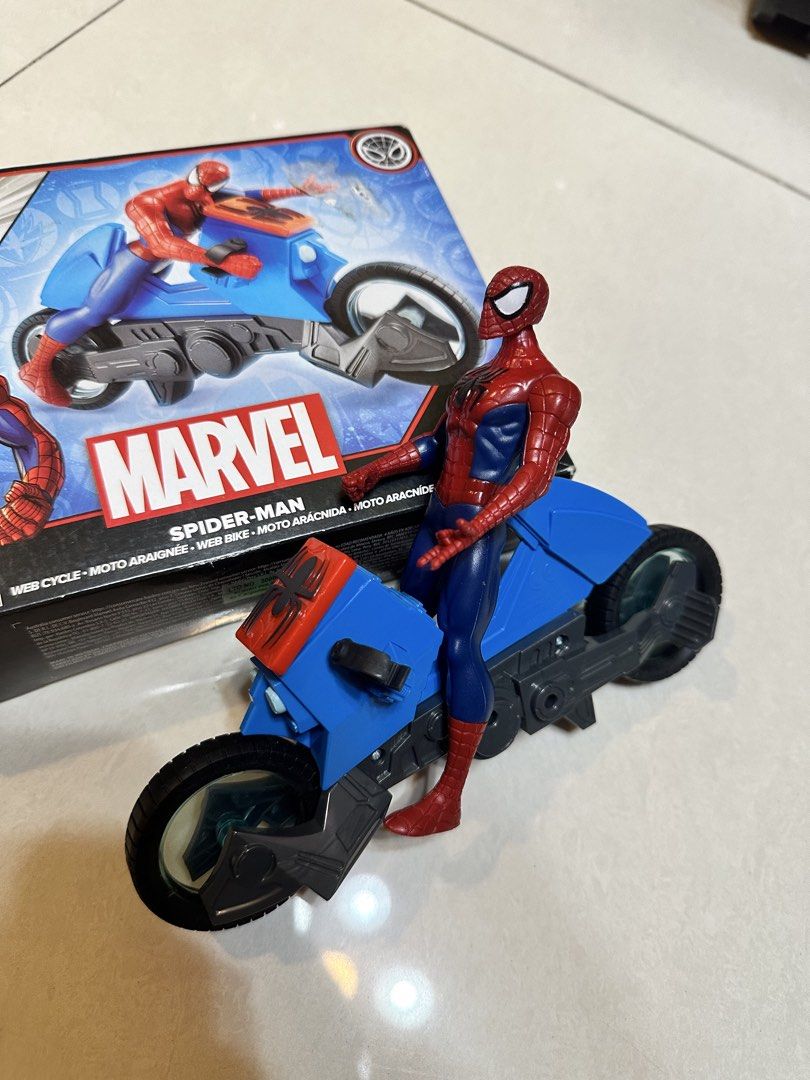 Marvel Spider-Man Web Cycle with Figure (Category: Action & Battle Toys) located in Manila. Submitted by silver.truemountain (Listing ID 1464164759, Image 2). Description: - Classic Spider-Man figure - Blue and black Web Cycle - Great for Marvel fans - Fun for kids who love superheroes.