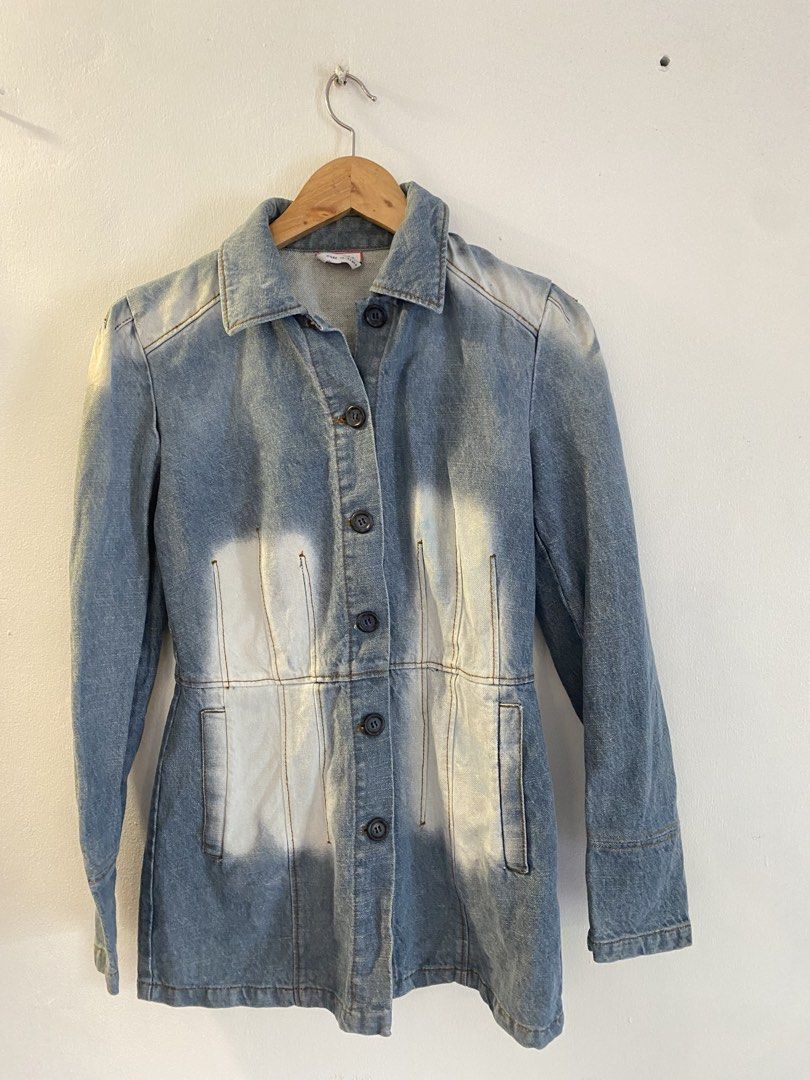 MAX&Co. Trends Denim Jacket Made in Italy (Category: Coats, Jackets and Outerwear) located in Cainta. Submitted by grailfinders (Listing ID 1464140033, Image 1). Description: - MAX&Co. Trends light wash denim jacket - Unique bleached effect on front and back - Button-up closure with collar - Made in Italy - Ideal for layering - no issue.