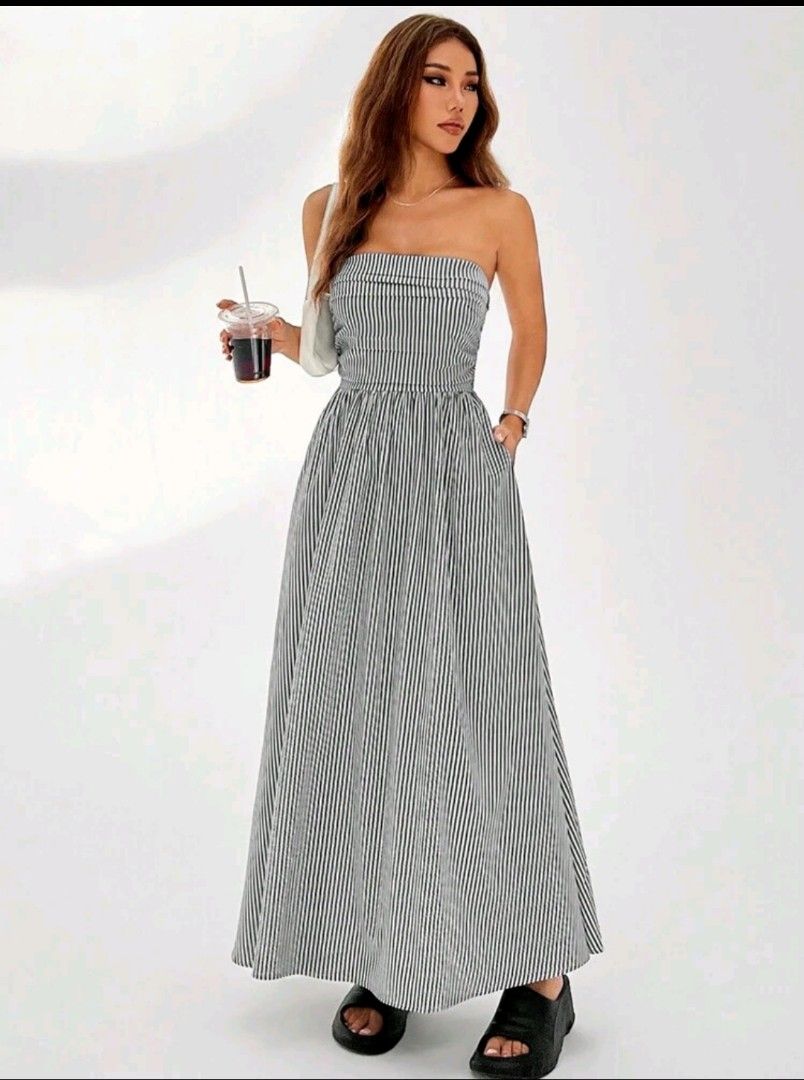 Maxi dress tube gray (Category: Dresses) located in Lipa City. Submitted by bags_to_riches_korea (Listing ID 1464352964, Image 3). Description: size small but fits medium to large body frame im 5"5 54kg.