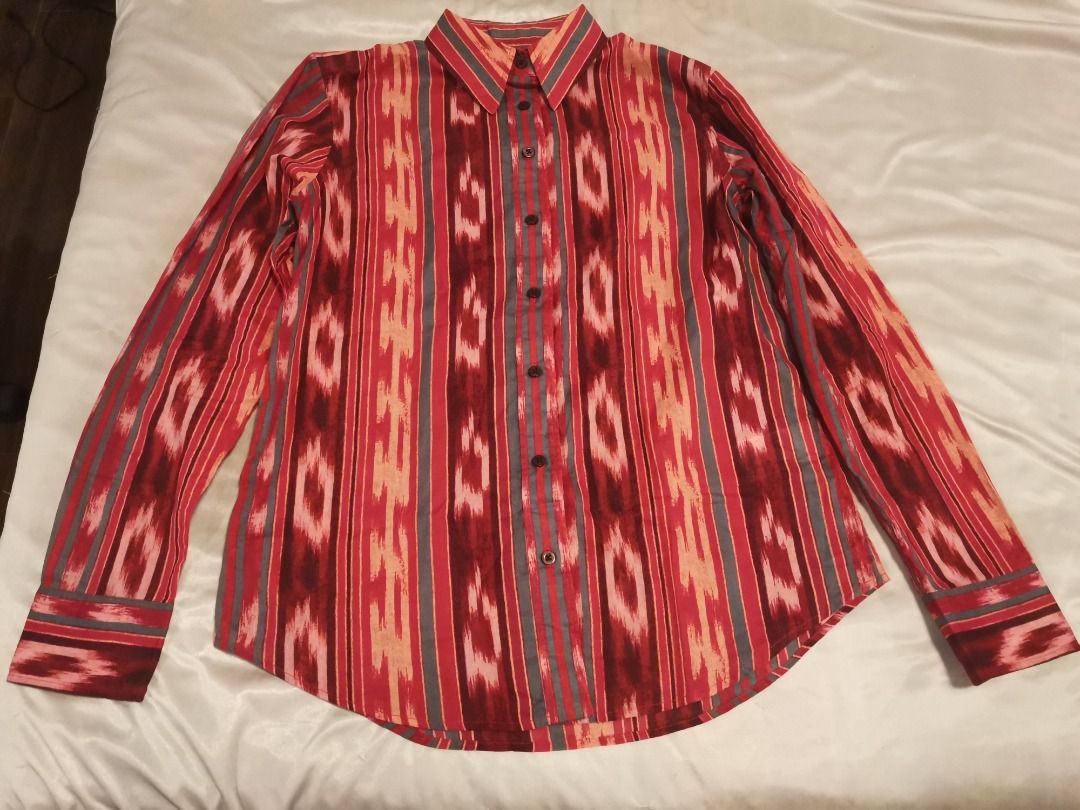 RL (Category: Longsleeves) located in Cebu City. Submitted by queensco (Listing ID 1464282359, Image 1). Description: - Cool long sleeve button-up shirt - Vibrant red and pink ikat-style stripe pattern - Classic collar and button front - Looks great dressed up or down - Perfect for adding color to your wardrobe.