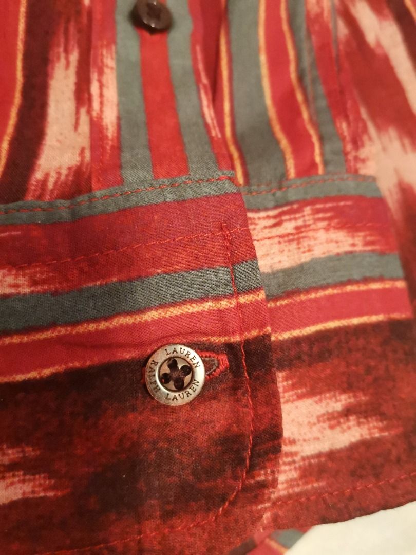 RL (Category: Longsleeves) located in Cebu City. Submitted by queensco (Listing ID 1464282359, Image 3). Description: - Cool long sleeve button-up shirt - Vibrant red and pink ikat-style stripe pattern - Classic collar and button front - Looks great dressed up or down - Perfect for adding color to your wardrobe.