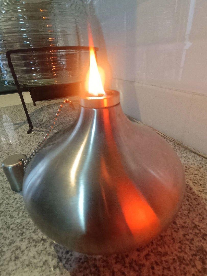 Metal Table top Torch / Oil Lamp (Category: Other Home Decor) located in Dasmarinas. Submitted by solstice.style (Listing ID 1464159300, Image 3). Description: Metal Table top Torch / Oil Lamp about 5 to 6 inches height -made of study good quality metal -very modern and class made in Japan -Padala sakin Ng sister ko from Japan😊 - I use citronella oil for this lamp..