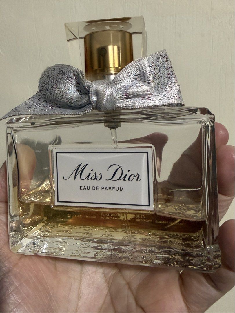 Miss Dior Eau de Parfum 100ml (Category: Fragrance & Deodorants) located in Manila. Submitted by familydeclutter2023 (Listing ID 1464224235, Image 1). Description: - Authentic Miss Dior Eau de Parfum - Features a lovely ribbon detail on the bottle - A classic and great-smelling fragrance - Selling as I have an excess of perfumes - Perfect opportunity to own this popular scent.